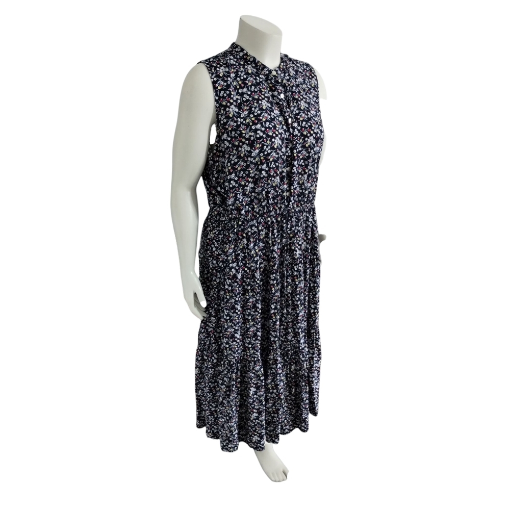 Chaps Boho Women's Size1X  Floral Casual Beachy Resortwear Tiered Midi‎ Dress